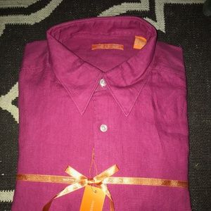 Martin Gordon Men's linen dress shirt size L NWT